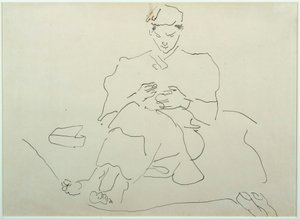 Figure assise cousant - Henri Gaudier Brzeska
